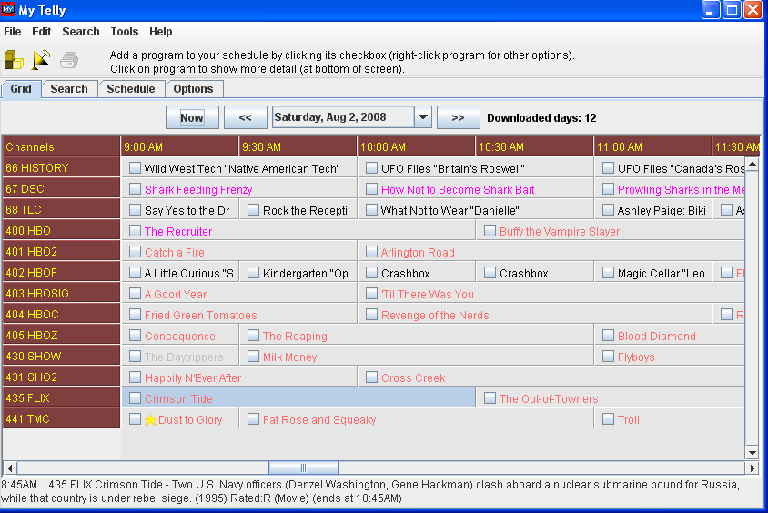 MyTelly Grid with Selected Channels MyTelly Grid with Selected Channels