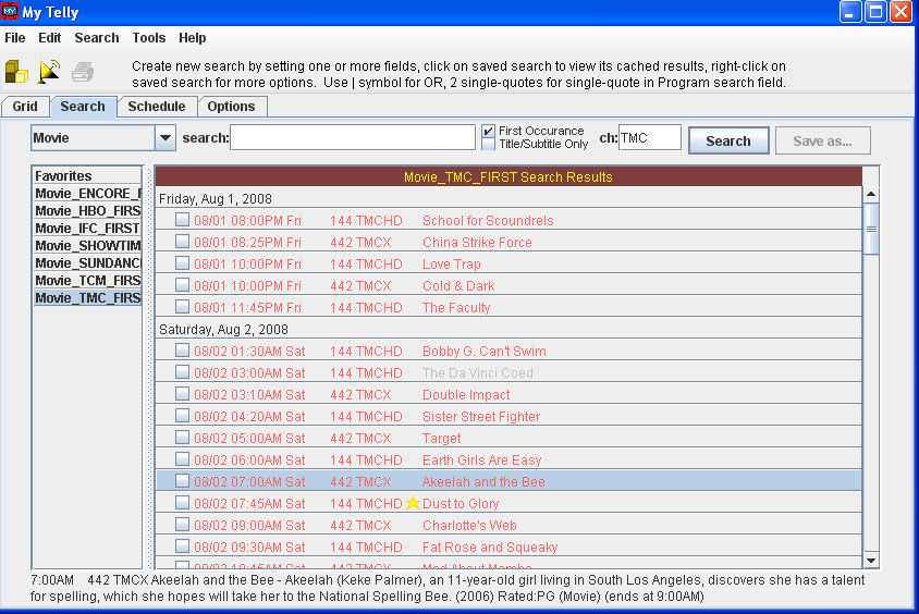 MyTelly Search Tab MyTelly Search Tab